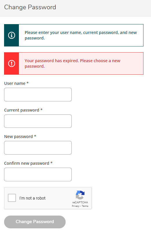 Image of page to change your password - proxy will be prompted to go here