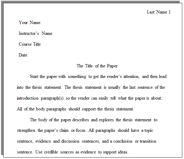 Format for a Research Paper