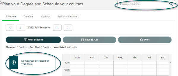 Plan and Register course selection status